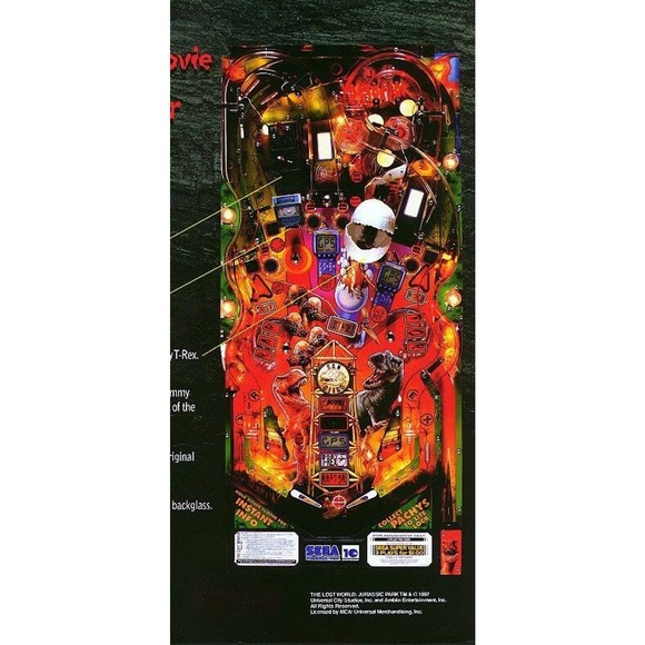 Jurassic Park The Lost World Pinball FLYER Original NOS 1997 Promo Artwork Sheet - Picture 4 of 4